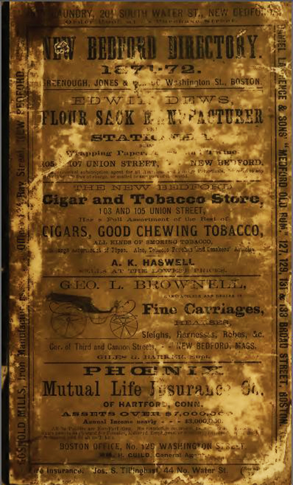 1871 - 1872 New Bedford  City Directory - www.WhalingCity.net